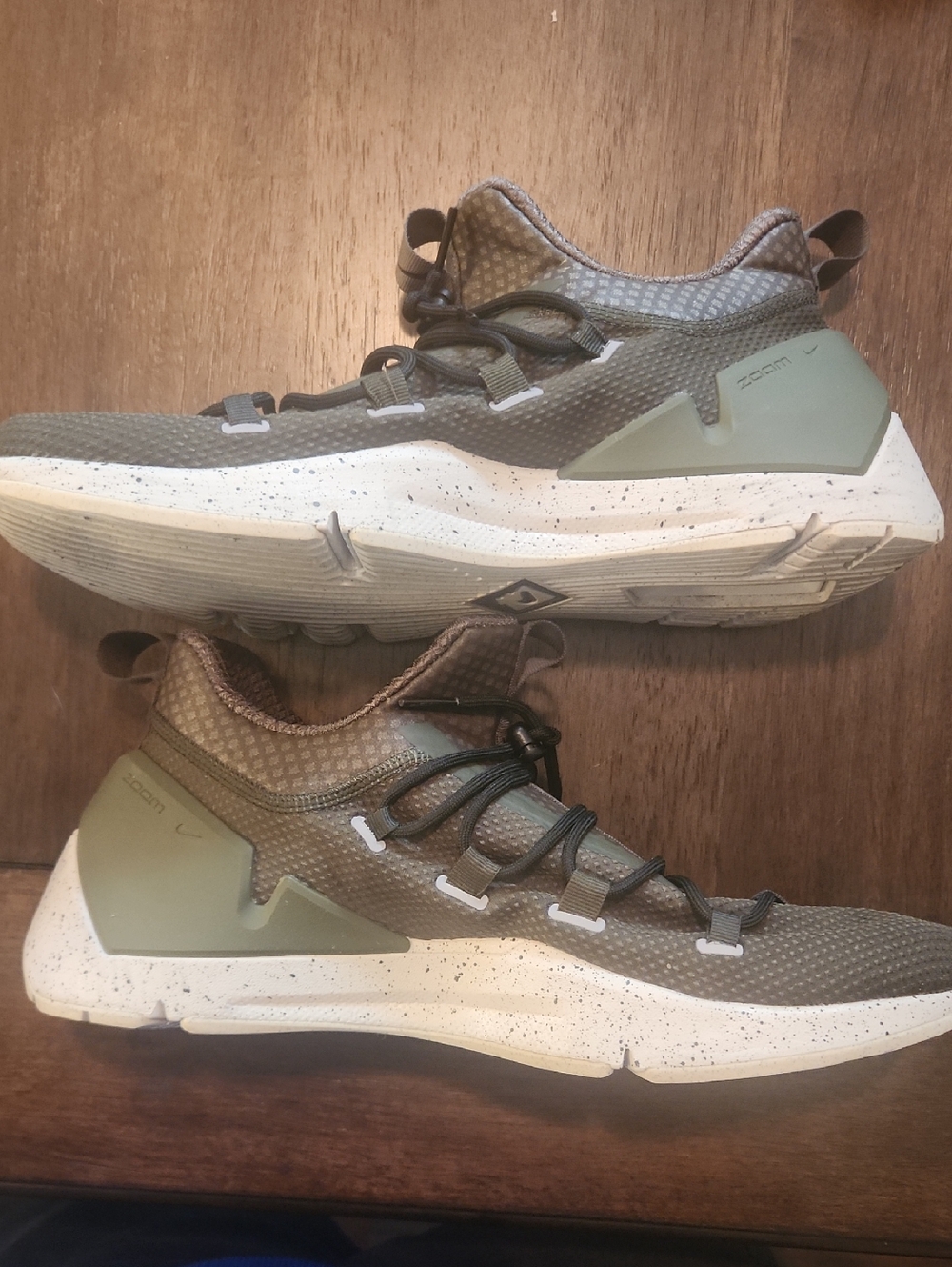 Nike Olive Green and White Athletic Sneakers
